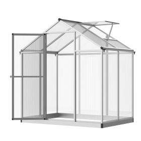 Outsunny 4' L x 6' W Walk-In Polycarbonate Greenhouse with Roof Vent, Outdoor Greenhouse for Winter, Clear