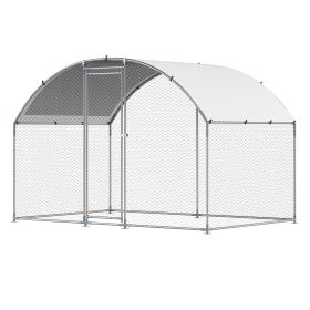 Metal Chicken Coop 9.8x6.5x6.5ft Walk-in Chicken Run with Cover Doom Roof
