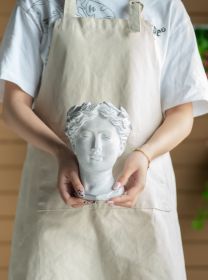 Greek Style Cement Head Planter - Indoor Outdoor Home Garden Decor, D6" x 9"