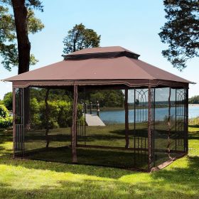 13x10 Outdoor Patio Gazebo Canopy Tent With Ventilated Double Roof And Mosquito net(Detachable Mesh Screen On All Sides),Suitable for Lawn, Garde
