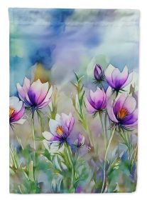 South Dakota Pasque Flowers in Watercolor House Flag Large Porch Sleeve Pole Decorative Outside Yard Banner Artwork Wall Hanging, Polyester