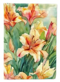 Utah Sego Lilies in Watercolor House Flag Large Porch Sleeve Pole Decorative Outside Yard Banner Artwork Wall Hanging, Polyester, House Size