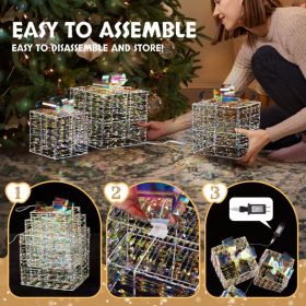 Lighted Iridescent Gift Boxes Set of 3