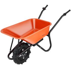 VEVOR Electric Wheelbarrow Cart, 500W Powered Utility Garden Wagon Dump Cart, 4 Cu. Ft. Load & 330 lbs Capacity with Metal Handle & 16" Track Whe