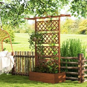 Wooden Trellis Planter Box, Raised Garden Bed to Grow Vegetables, Herbs and Flowers