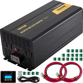 Power Inverter, 5000W Modified Sine Wave Inverter, DC 12V To AC 120V Car Converter, With LCD Remote Controller, LED Indicator, AC Outlets Inverte (Option: Black)