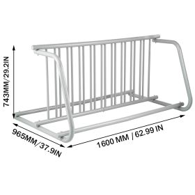 10 Holders Floor Bike Rack, 59' Length All-Steel Grid Bike Rack, 10-Bike Capacity Dual-Side Storage Stand For Garages Streets Yards Bike Events (Option: Silver)