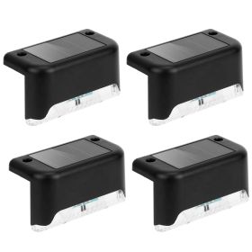 4Pcs Solar Powered LED Step Lights Outdoor Water-Resistant Dusk To Dawn Sensor Fence Lamps For Stairs Yard Railing (Option: 4Pcs)